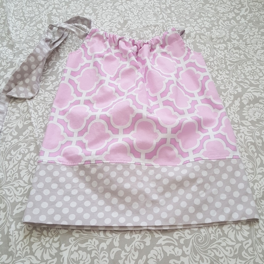 Girls Pink and Gray Boutique Easter Spring Summer Dress
